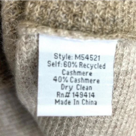 JOHNNY WAS CALME 100% Cashmere NEW Color Block Waffle Sweater Taupe Tan Size L